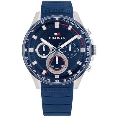 Tommy Hilfiger Reloj Analógico de Cuarzo Multifunción para Hombre con Correa de Silicona Azul Tommy Hilfiger Reloj Analógico de Cuarzo Multifunción para Hombre con Correa de Silicona Azul
