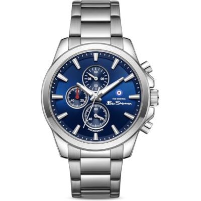 Ben Sherman Oxford Reloj cronógrafo de Cuarzo con Esfera Azul y Pulsera de Acero Inoxidable para Hombre, Cristal Mineral, 3 ATM, Caja de 44 mm Ben Sherman Oxford Reloj cronógrafo de Cuarzo con Esfera Azul y Pulsera de Acero Inoxidable para Hombre, Cristal Mineral, 3 ATM, Caja de 44 mm