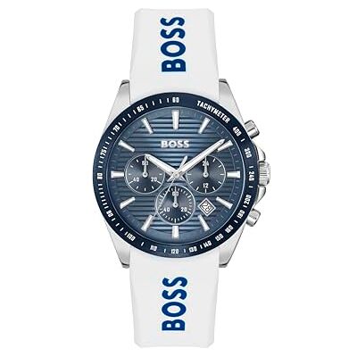 Boss Reloj Cronógrafo de Cuarzo para Hombre Colección Strike Chrono con Correa de Silicona Blanca Boss Reloj Cronógrafo de Cuarzo para Hombre Colección Strike Chrono con Correa de Silicona Blanca