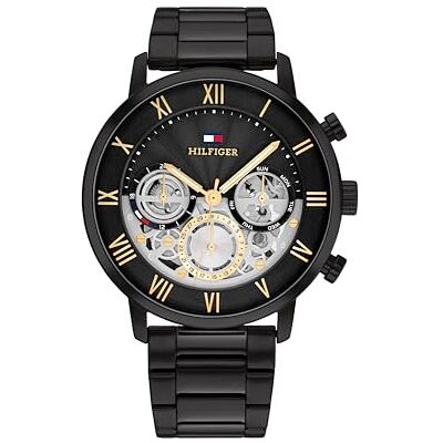 Tommy Hilfiger Reloj Analógico de Cuarzo Multifunción para Hombre con Correa de Acero Inoxidable Negra Tommy Hilfiger Reloj Analógico de Cuarzo Multifunción para Hombre con Correa de Acero Inoxidable Negra