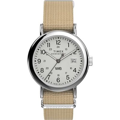 Timex Weekender TW2Y09100 Reloj con correa de tela marrón con esfera blanca y caja plateada, unisex, 37 mm Timex Weekender TW2Y09100 Reloj con correa de tela marrón con esfera blanca y caja plateada, unisex, 37 mm