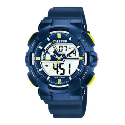 CALYPSO Reloj Modelo de la colección Digital FOR Man, Caja de 50 mm Azul con Correa de Caucho Azul Oscuro para Caballero CALYPSO Reloj Modelo de la colección Digital FOR Man, Caja de 50 mm Azul con Correa de Caucho Azul Oscuro para Caballero
