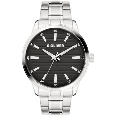 s.Oliver Reloj de hombre – Redondo – Plata – 44 mm – Reloj de metal con movimiento de cuarzo en la correa de acero inoxidable con cierre desplegable – Reloj analógico – Resistente a los arañazos 5 ATM s.Oliver Reloj de hombre – Redondo – Plata – 44 mm – Reloj de metal con movimiento de cuarzo en la correa de acero inoxidable con cierre desplegable – Reloj analógico – Resistente a los arañazos 5 ATM