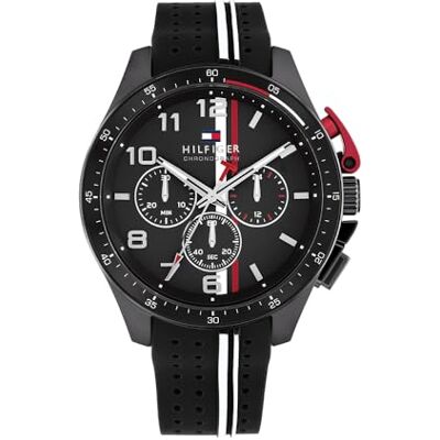 Tommy Hilfiger Reloj Cronógrafo de Cuarzo para Hombre con Correa de Silicona Negra Tommy Hilfiger Reloj Cronógrafo de Cuarzo para Hombre con Correa de Silicona Negra