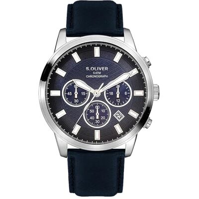 s.Oliver Reloj de Hombre 44 mm analoge Reloj de Pulsera con Movimiento de Cuarzo Chronograph & 3 Zeiger hoher Tragekomfort 5 ATM Resistente al Agua Resistente a arañazos s.Oliver Reloj de Hombre 44 mm analoge Reloj de Pulsera con Movimiento de Cuarzo Chronograph & 3 Zeiger hoher Tragekomfort 5 ATM Resistente al Agua Resistente a arañazos