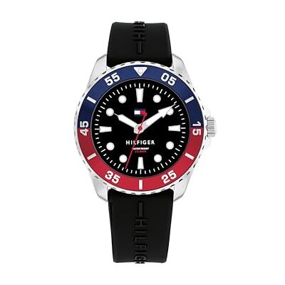 Tommy Hilfiger Reloj con Movimiento de Cuarzo de Tres Manecillas para Jóvenes con Correa de SiliconaNegra Tommy Hilfiger Reloj con Movimiento de Cuarzo de Tres Manecillas para Jóvenes con Correa de SiliconaNegra