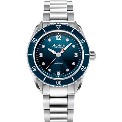Alpina Reloj analógico de Cuarzo para Hombre con Correa de Acero Inoxidable , Azul Alpina Reloj analógico de Cuarzo para Hombre con Correa de Acero Inoxidable , Azul