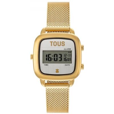 TOUS Reloj Digital con Brazalete de Acero Dorado, Colección D-Logo Mini TOUS Reloj Digital con Brazalete de Acero Dorado, Colección D-Logo Mini
