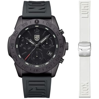 Luminox Reloj analógico de Cuarzo para Hombre con Correa de Caucho , Negro, Moderno Luminox Reloj analógico de Cuarzo para Hombre con Correa de Caucho , Negro, Moderno