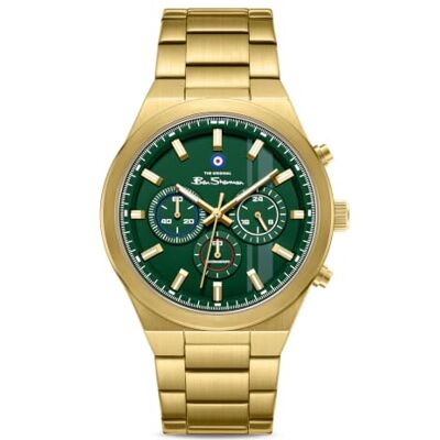 Ben Sherman Canterbury Reloj cronógrafo de Cuarzo para Hombre, Esfera Verde, Chapado en Oro, Acero Inoxidable, Cristal Mineral, 3 ATM, Caja de 44 mm Ben Sherman Canterbury Reloj cronógrafo de Cuarzo para Hombre, Esfera Verde, Chapado en Oro, Acero Inoxidable, Cristal Mineral, 3 ATM, Caja de 44 mm