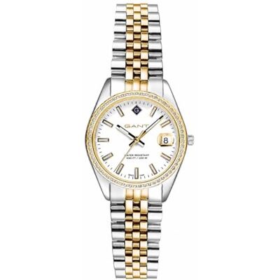 GANT Reloj de Mujer Sussex Mini Bijou , Acero Inoxidable Bicolor, 28 mm, Esfera Blanca, Bisel de Cristal, Fecha, Movimiento de Cuarzo, 10 ATM GANT Reloj de Mujer Sussex Mini Bijou , Acero Inoxidable Bicolor, 28 mm, Esfera Blanca, Bisel de Cristal, Fecha, Movimiento de Cuarzo, 10 ATM