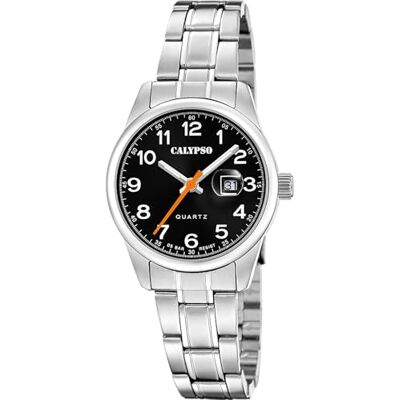 CALYPSO Reloj Mujer Analógico de Acero Inoxidable 316l Plateado Movimiento de Cuarzo, Cristal Mineral de Alta Resistencia, Resistente al Agua 5 ATM, Calendario K5873/6, Basic CALYPSO Reloj Mujer Analógico de Acero Inoxidable 316l Plateado Movimiento de Cuarzo, Cristal Mineral de Alta Resistencia, Resistente al Agua 5 ATM, Calendario K5873/6, Basic