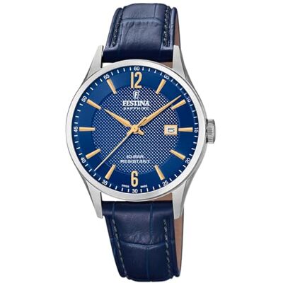 Festina Swiss Made Reloj Hombre Analógico de Cuero Azul Festina Swiss Made Reloj Hombre Analógico de Cuero Azul
