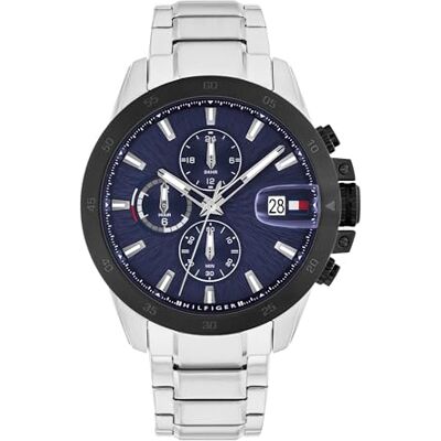 Tommy Hilfiger Reloj con Doble Husos Horarios para Hombre con Correa de Acero Inoxidable Plateada Tommy Hilfiger Reloj con Doble Husos Horarios para Hombre con Correa de Acero Inoxidable Plateada