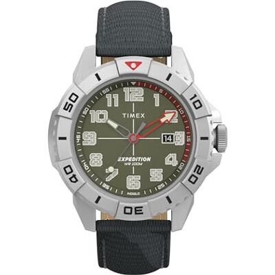 Timex Expedition North Reloj de 42 mm para Hombre, Eco-Friendly Negro de Dos Piezas, Esfera Verde, Caja en Tono Plateado TW2W84200 Timex Expedition North Reloj de 42 mm para Hombre, Eco-Friendly Negro de Dos Piezas, Esfera Verde, Caja en Tono Plateado TW2W84200