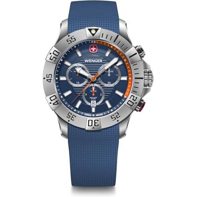 Wenger Reloj de Pulsera de Hombre Seaforce Chronograph, Ø 43 mm, Swiss Made, Cuarzo analógico, Sumergible hasta 200 m, Pulsera de Silicona Wenger Reloj de Pulsera de Hombre Seaforce Chronograph, Ø 43 mm, Swiss Made, Cuarzo analógico, Sumergible hasta 200 m, Pulsera de Silicona