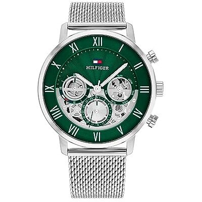 Tommy Hilfiger Reloj Analógico de Cuarzo Multifunción para Hombre con Correa de Malla de Acero Inoxidable Plateada Tommy Hilfiger Reloj Analógico de Cuarzo Multifunción para Hombre con Correa de Malla de Acero Inoxidable Plateada