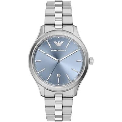 Giorgio Armani Hombre Reloj de 41MM de Acero Inoxidable Tono Plateado, Giorgio Armani Hombre Reloj de 41MM de Acero Inoxidable Tono Plateado,