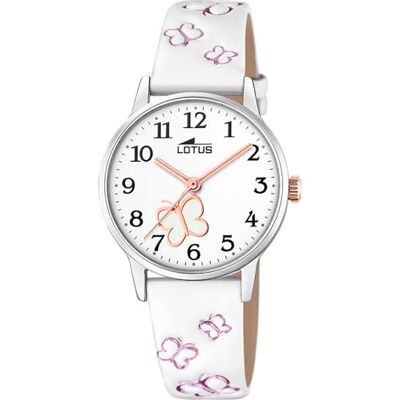 Lotus Reloj Niña Analógico de Cuero Blanco Movimiento de Cuarzo Cristal Mineral de Alta Resistencia Resistente al Agua 5 ATM Clásico con Pulsera de Regalo Junior Collection Lotus Reloj Niña Analógico de Cuero Blanco Movimiento de Cuarzo Cristal Mineral de Alta Resistencia Resistente al Agua 5 ATM Clásico con Pulsera de Regalo Junior Collection