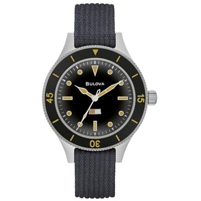 Bulova Reloj analógico automático para Hombre con Correa de Nailon , Plateado/Negro, Correa Bulova Reloj analógico automático para Hombre con Correa de Nailon , Plateado/Negro, Correa