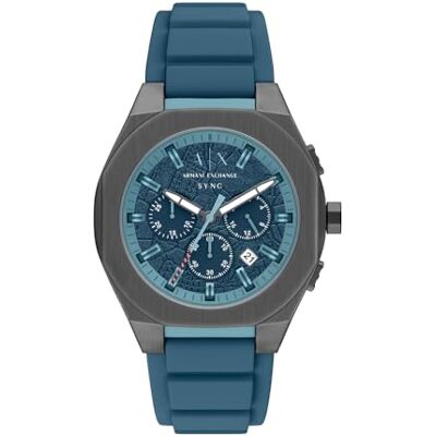 Giorgio Armani Reloj Hombre, Movimiento Cuarzo cronógrafo y Caja 44mm con Correa Silicona Giorgio Armani Reloj Hombre, Movimiento Cuarzo cronógrafo y Caja 44mm con Correa Silicona