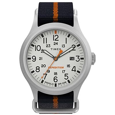 Timex Expedition Sierra TW2V22800 Reloj para Hombre, Correa de Tela Azul y Esfera Blanca, 40 mm Timex Expedition Sierra TW2V22800 Reloj para Hombre, Correa de Tela Azul y Esfera Blanca, 40 mm