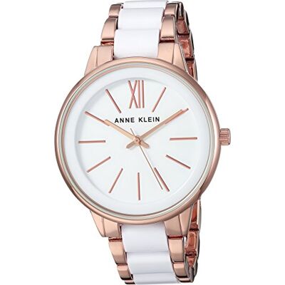 Anne Klein Reloj Analógico para Mujeres de Cuarzo japonés con Correa en Metal , Blanco/Oro Rosa Anne Klein Reloj Analógico para Mujeres de Cuarzo japonés con Correa en Metal , Blanco/Oro Rosa