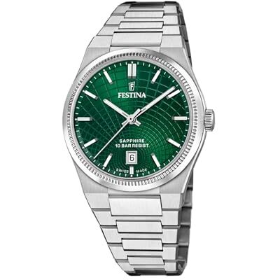 Festina Swiss Made Reloj Hombre Analógico de Acero Inoxidable 316l Plateado Festina Swiss Made Reloj Hombre Analógico de Acero Inoxidable 316l Plateado