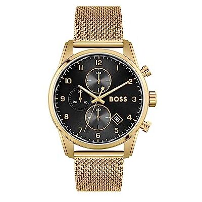 Boss Reloj Cronógrafo de Cuarzo para Hombre Colección SKYMASTER con Correa de Malla de Acero Inoxidable de Color Dorado Boss Reloj Cronógrafo de Cuarzo para Hombre Colección SKYMASTER con Correa de Malla de Acero Inoxidable de Color Dorado