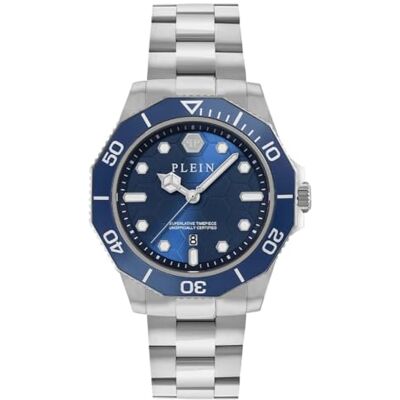 Philipp Plein Aquastorm Reloj analógico de Cuarzo para Hombre, Plata, Pulsera Philipp Plein Aquastorm Reloj analógico de Cuarzo para Hombre, Plata, Pulsera