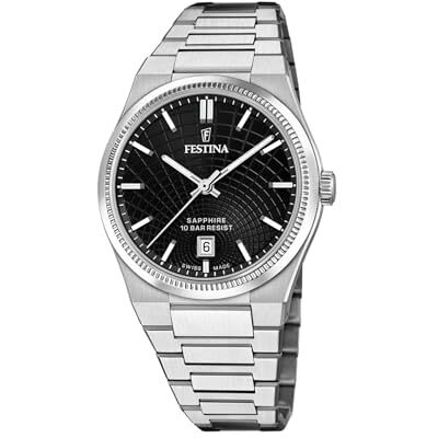 Festina Swiss Made Reloj Hombre Analógico de Acero Inoxidable 316l Plateado Festina Swiss Made Reloj Hombre Analógico de Acero Inoxidable 316l Plateado