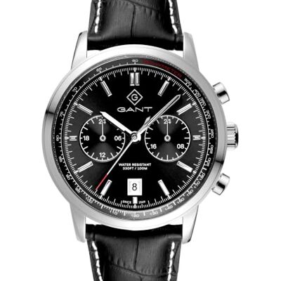 GANT Bergamo Reloj de Cuarzo para Hombre, 42 mm, Acero Inoxidable, Color Plata, Piel, Negro, Esfera Gris Sunray 10 ATM GANT Bergamo Reloj de Cuarzo para Hombre, 42 mm, Acero Inoxidable, Color Plata, Piel, Negro, Esfera Gris Sunray 10 ATM