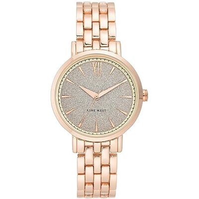 Nine West Reloj con Esfera acentuada con Purpurina para Mujer, NW/2402 Nine West Reloj con Esfera acentuada con Purpurina para Mujer, NW/2402