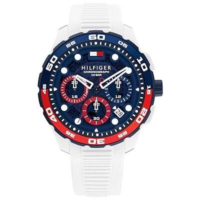 Tommy Hilfiger Reloj Cronógrafo de Cuarzo con Calendario para Hombre con Correa de Silicona Blanca Tommy Hilfiger Reloj Cronógrafo de Cuarzo con Calendario para Hombre con Correa de Silicona Blanca