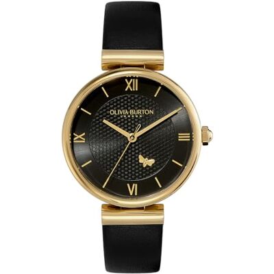 Olivia Burton Reloj Analógico de Cuarzo para Mujer Colección Minima Bee con Correa de Cuero Negra Olivia Burton Reloj Analógico de Cuarzo para Mujer Colección Minima Bee con Correa de Cuero Negra