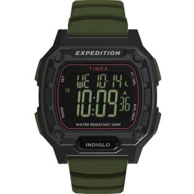 Timex Expedition Ridge TW4B34500 Reloj Digital de Cuarzo para Hombre, Correa de Silicona Verde y Caja Negra, 43 mm Timex Expedition Ridge TW4B34500 Reloj Digital de Cuarzo para Hombre, Correa de Silicona Verde y Caja Negra, 43 mm
