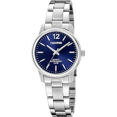 CALYPSO Reloj Mujer Analógico de Acero Inoxidable 316l Plateado Movimiento de Cuarzo, Cristal Mineral de Alta Resistencia, Resistente al Agua 5 ATM K5865/3, Basic CALYPSO Reloj Mujer Analógico de Acero Inoxidable 316l Plateado Movimiento de Cuarzo, Cristal Mineral de Alta Resistencia, Resistente al Agua 5 ATM K5865/3, Basic