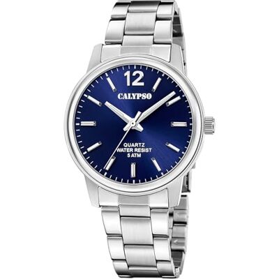 CALYPSO Reloj Hombre Analógico de Acero Inoxidable 316l Plateado Movimiento de Cuarzo Cristal Mineral de Alta Resistencia Resistente al Agua 5 ATM K5864/3 Basic CALYPSO Reloj Hombre Analógico de Acero Inoxidable 316l Plateado Movimiento de Cuarzo Cristal Mineral de Alta Resistencia Resistente al Agua 5 ATM K5864/3 Basic