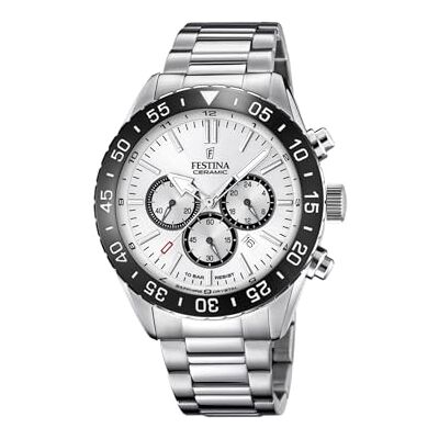 Festina Reloj Hombre Analógico de Acero Inoxidable de Cerámica Plateado Festina Reloj Hombre Analógico de Acero Inoxidable de Cerámica Plateado