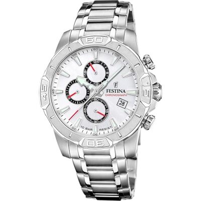 Festina Reloj Hombre Analógico de Acero Inoxidable 316l Plateado F20704/1 Movimiento de Cuarzo, Cronógrafo, Calendario, Cristal Mineral Resistente Festina Reloj Hombre Analógico de Acero Inoxidable 316l Plateado F20704/1 Movimiento de Cuarzo, Cronógrafo, Calendario, Cristal Mineral Resistente