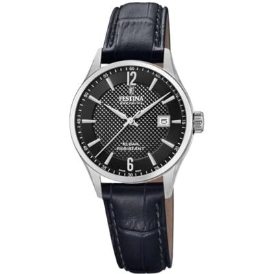 Festina Swiss Made Reloj Mujer Analógico de Cuero Negro Festina Swiss Made Reloj Mujer Analógico de Cuero Negro