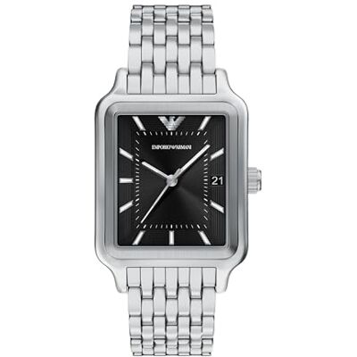 Giorgio Armani Hombre Reloj de 36MM de Acero Inoxidable Tono Plateado, Giorgio Armani Hombre Reloj de 36MM de Acero Inoxidable Tono Plateado,