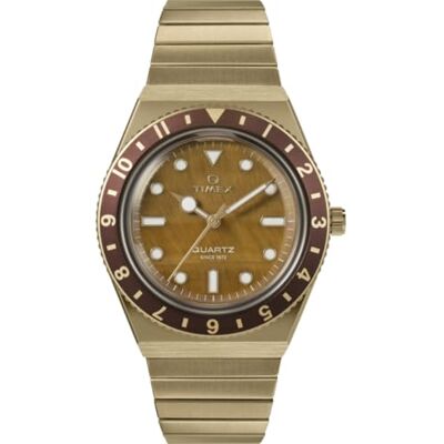 Timex Reloj Mujer Q Women's Stainless Steel Caja de Acero Dorado Movimiento de Cuarzo Esfera Marrón Brazalete Acero Dorado con Cierre Deployant 5 ATM Timex Reloj Mujer Q Women's Stainless Steel Caja de Acero Dorado Movimiento de Cuarzo Esfera Marrón Brazalete Acero Dorado con Cierre Deployant 5 ATM