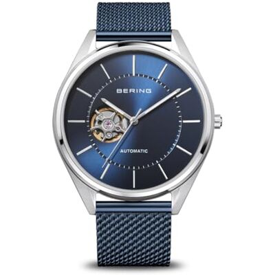 BERING Reloj automático para Hombre, Colección Automatic de Acero Inoxidable y Cristal de Zafiro , Plateado y Azul BERING Reloj automático para Hombre, Colección Automatic de Acero Inoxidable y Cristal de Zafiro , Plateado y Azul
