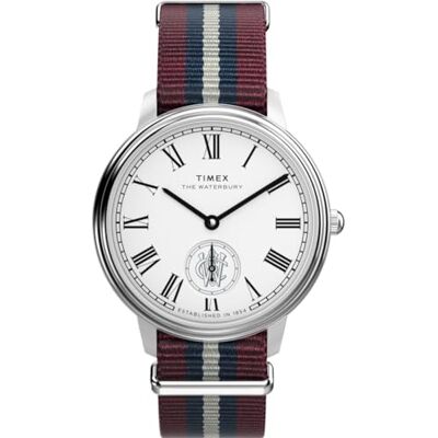 Timex Waterbury Metropolitan Sub-Second Reloj con Correa de Tela con Esfera Plateada y Caja de Acero Inoxidable para Hombre, 39 mm Timex Waterbury Metropolitan Sub-Second Reloj con Correa de Tela con Esfera Plateada y Caja de Acero Inoxidable para Hombre, 39 mm