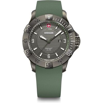 Wenger Reloj de Pulsera de Hombre Seaforce, Ø 43 mm, Swiss Made, Cuarzo analógico, Sumergible hasta 200 m, Pulsera de Silicona, Negro/Verde Wenger Reloj de Pulsera de Hombre Seaforce, Ø 43 mm, Swiss Made, Cuarzo analógico, Sumergible hasta 200 m, Pulsera de Silicona, Negro/Verde