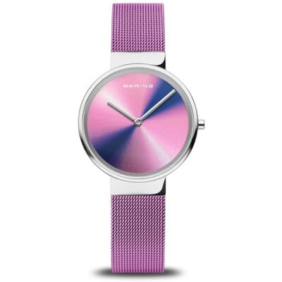 BERING Reloj de Cuarzo para Mujer de 31 mm con Caja de Acero Inoxidable Plateado y Esfera Multicolor, Correa milanesa, Cristal de Zafiro y Resistencia al Agua de 5 ATM BERING Reloj de Cuarzo para Mujer de 31 mm con Caja de Acero Inoxidable Plateado y Esfera Multicolor, Correa milanesa, Cristal de Zafiro y Resistencia al Agua de 5 ATM
