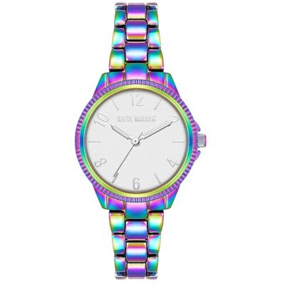 Steve Madden Reloj para Mujer con Pulsera, Plata/Arcoíris Steve Madden Reloj para Mujer con Pulsera, Plata/Arcoíris