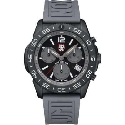 Luminox Pacific Diver Reloj de Buceo para Hombre, Cuarzo, Caja de Acero Inoxidable de 44 mm, Correa de Caucho, Color Gris, Esfera Negra, Sumergible a 20 Bares, cronógrafo, Fecha, manecillas Luminox Pacific Diver Reloj de Buceo para Hombre, Cuarzo, Caja de Acero Inoxidable de 44 mm, Correa de Caucho, Color Gris, Esfera Negra, Sumergible a 20 Bares, cronógrafo, Fecha, manecillas