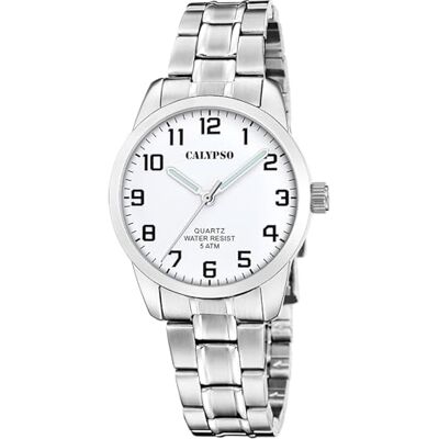 CALYPSO Reloj Mujer Analógico de Acero Inoxidable 316l Plateado Movimiento de Cuarzo Cristal Mineral de Alta Resistencia Resistente al Agua 5 ATM K5867/1 Basic CALYPSO Reloj Mujer Analógico de Acero Inoxidable 316l Plateado Movimiento de Cuarzo Cristal Mineral de Alta Resistencia Resistente al Agua 5 ATM K5867/1 Basic